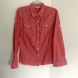 Jones of NY Button Front Fitted Long Sleeve Shirt. M